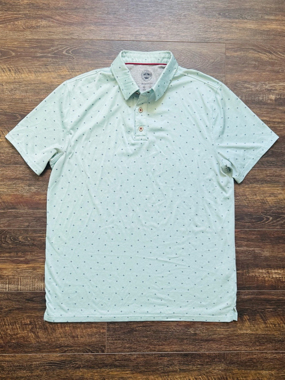 Flag & Anthem Golf Polo Shirt Medium Teal Green White Short Sleeves Stretchable